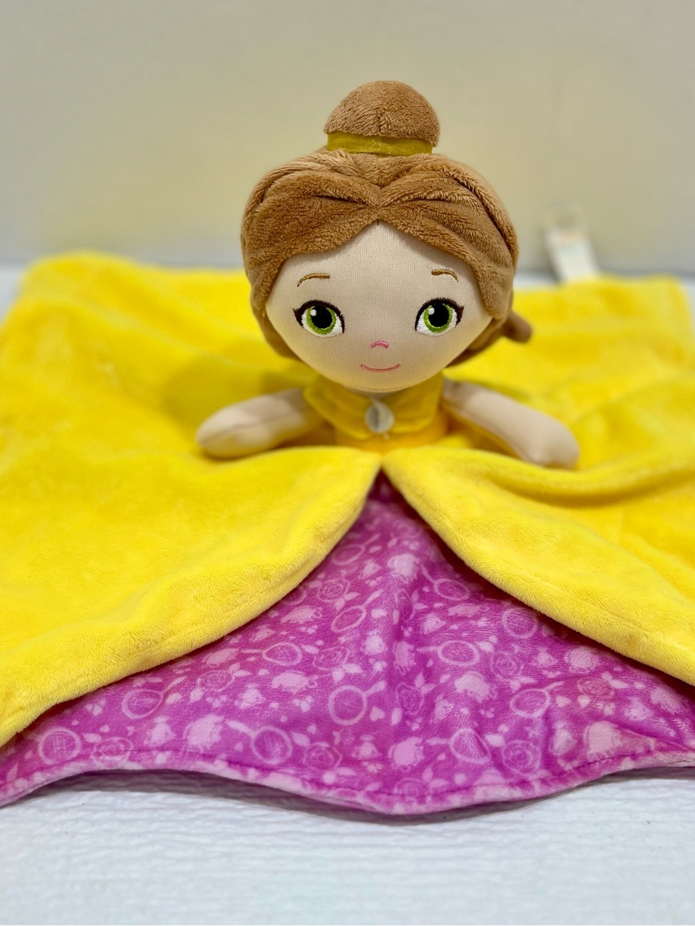 Disney Baby Belle Yellow and Pink Princess Plush Security Blanket